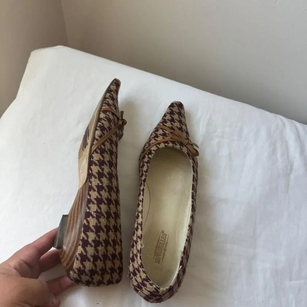 Vintage Y2K Seychelles Soft Style Houndstooth Bow Pumps – Size 6